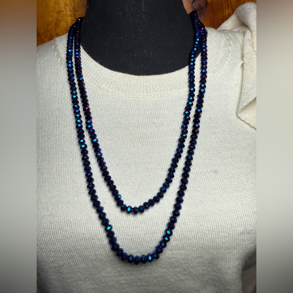 Source Unknown Midnight Blue Beaded‎ Necklace